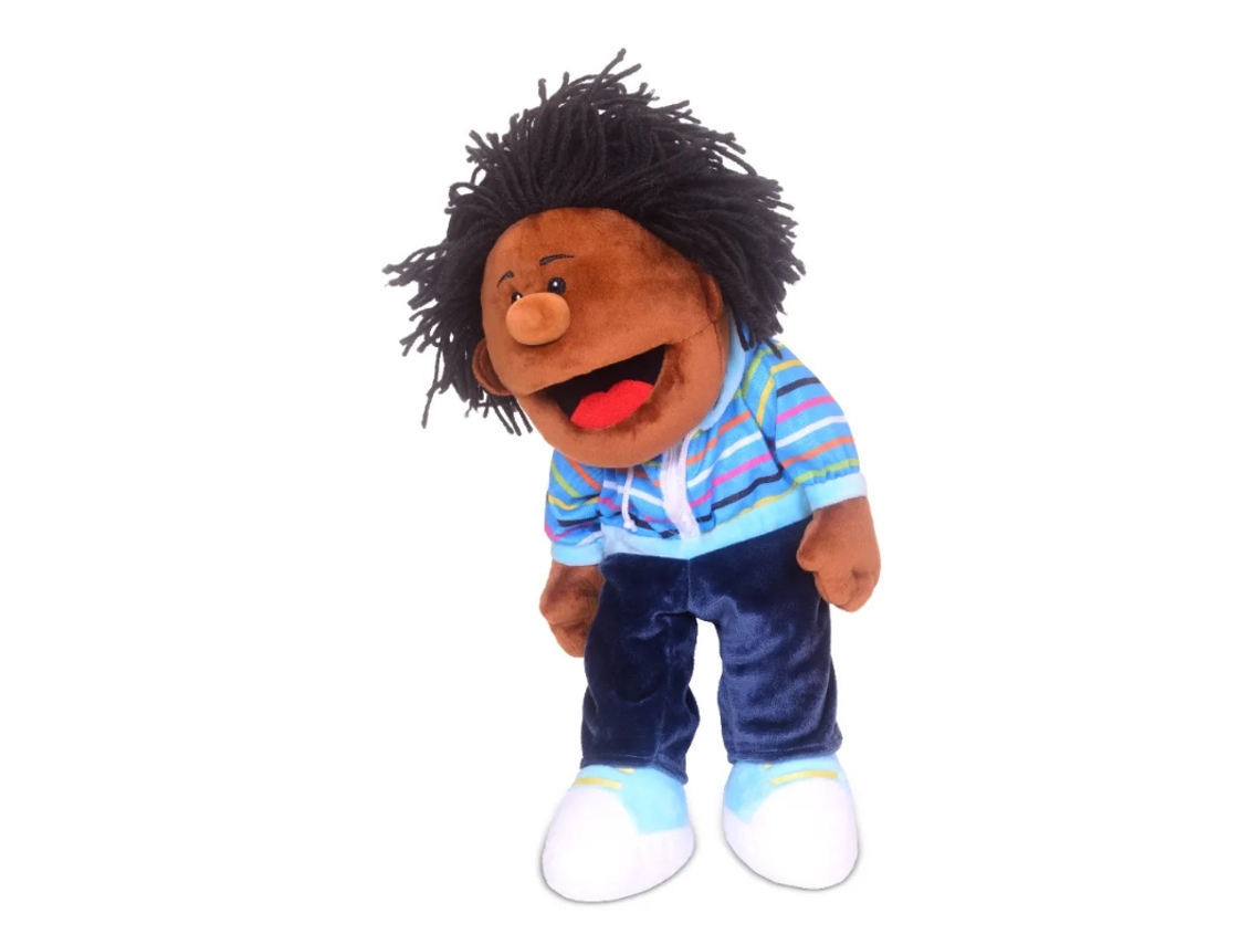 Marionetas de mano de Fiesta Crafts, niño con boca móvil - Espectáculo educativo de marionetas