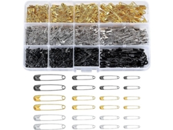 2026-linjou 540 Broches de seguridad de aluminio para manualidades y costura, 4 tamaños, 3 colores: dorado, plateado, negro.