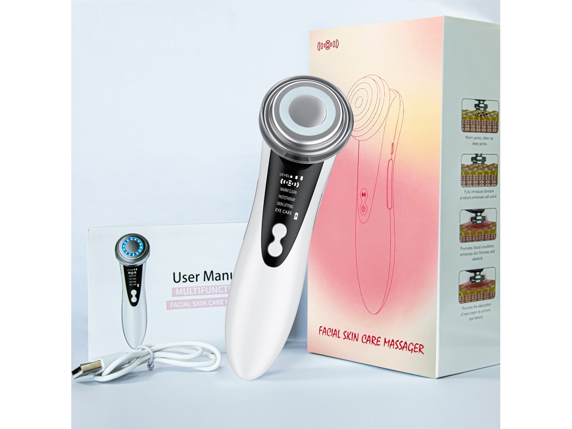 Masajeador facial MDUG con luz LED, vibración y terapia de calor para el cuidado de la piel