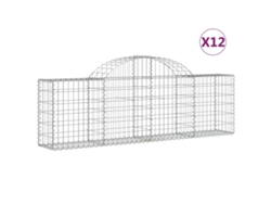 Conjunto 12 Cesta De Gaviones VIDAXL Plateado Hierro (200x30x60/80 cm)