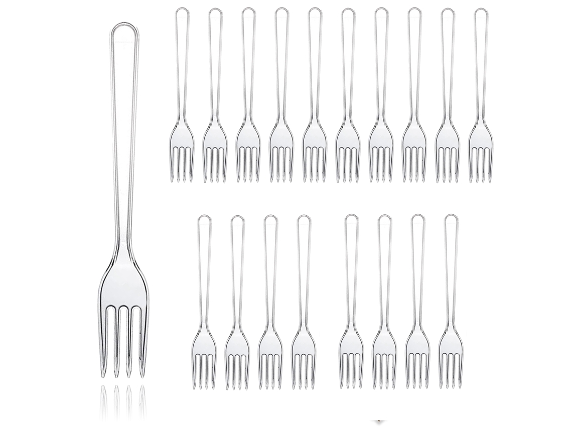 RNEMITERY TuseRxln 200 Unidades Tenedores de Plástico para Pastel, 12 cm Transparentes, Aptos para Fiestas, Reposterías, Bodas, Picnics y Banquetes