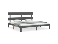 Maison Exclusive - Estructura De Cama Con Cabecero Madera Maciza Gris 200x200cm