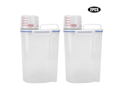 2 Cajas De Almacenamiento De Arroz A Prueba De Insectos Con Tapa Medidora, Capacidad De 2 Kg, Pp Transparente.