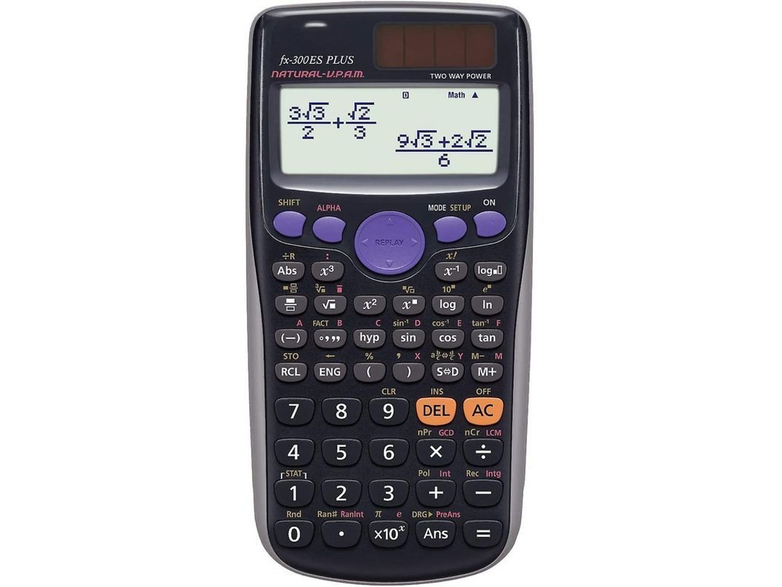 Calculadora Científica Fx-300es Plus Negra Con Panel Solar Y Pantalla De Texto Natural.