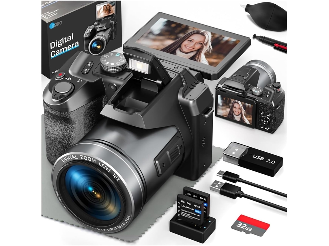Cámara Digital De 64 Mp Para Fotografía, Cámara De Vlogging 4k Con