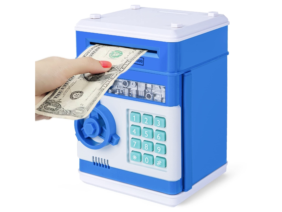 Hucha Electrónica Cerdo Mini Atm Con Contraseña Automática, Regalo Niños 4-11 Años, Azul