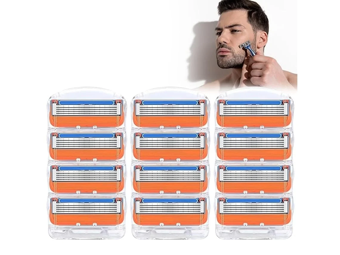 12 hojas de afeitar para Gillette Fusion 5, naranja, nueva versión Ehstmind