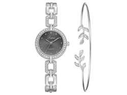Conjunto De Reloj De Pulsera Casual Para Mujer Lvpai Con Brazalete De Aleación, Cuarzo, Plata, Negro.