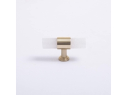 Tirador De Puerta De Latón Natural Y Pomos De Mármol Cristal En Forma De T Para Muebles.