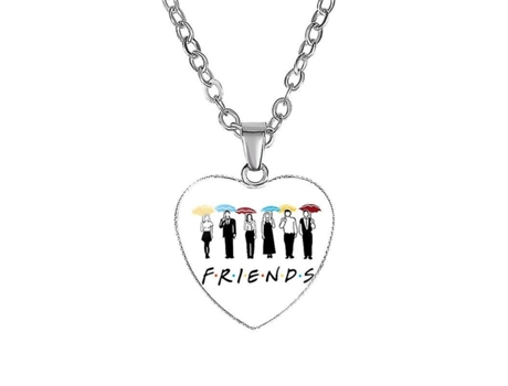 Friends TV Show Collar Collar Marco Corazón Pendientes Mujeres Joya