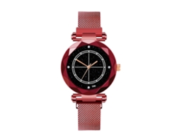 Reloj De Pulsera Hombre Moda Casual Dial De Aleación Espejo Cuarzo Rojo