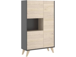 Aparador Modulo Alto 3 Puertas DKIT Ness (Grafito/Natural - 135x81x43 cm)