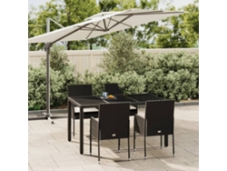 Juego de comedor de jardín de 5 piezas con cojines, mimbre sintético negro, DKD Home Decor