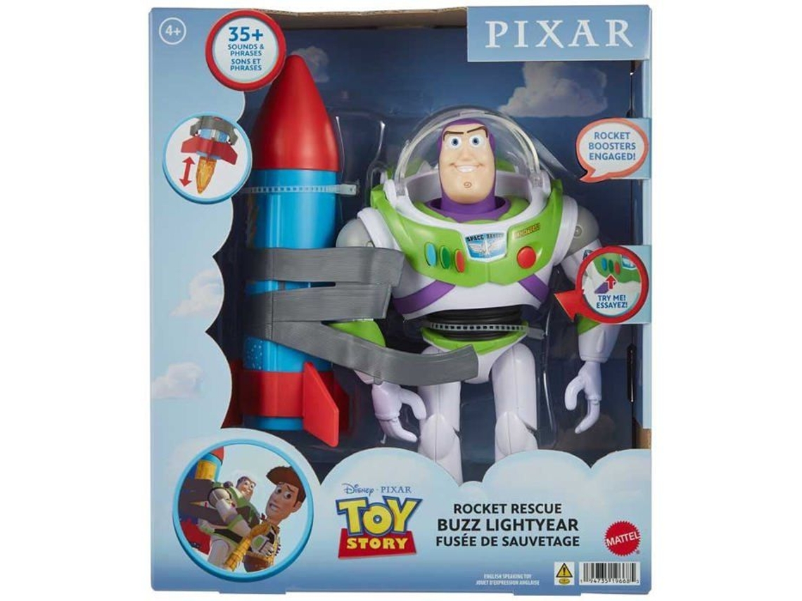 Figura de Buzz Léclair con cohete de Mattel Pixar Figura grande