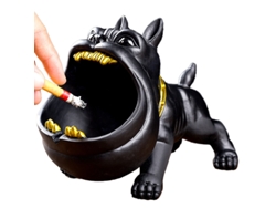 Cenicero decorativo para el hogar con estatua de bulldog de resina, estilo dibujos animados.