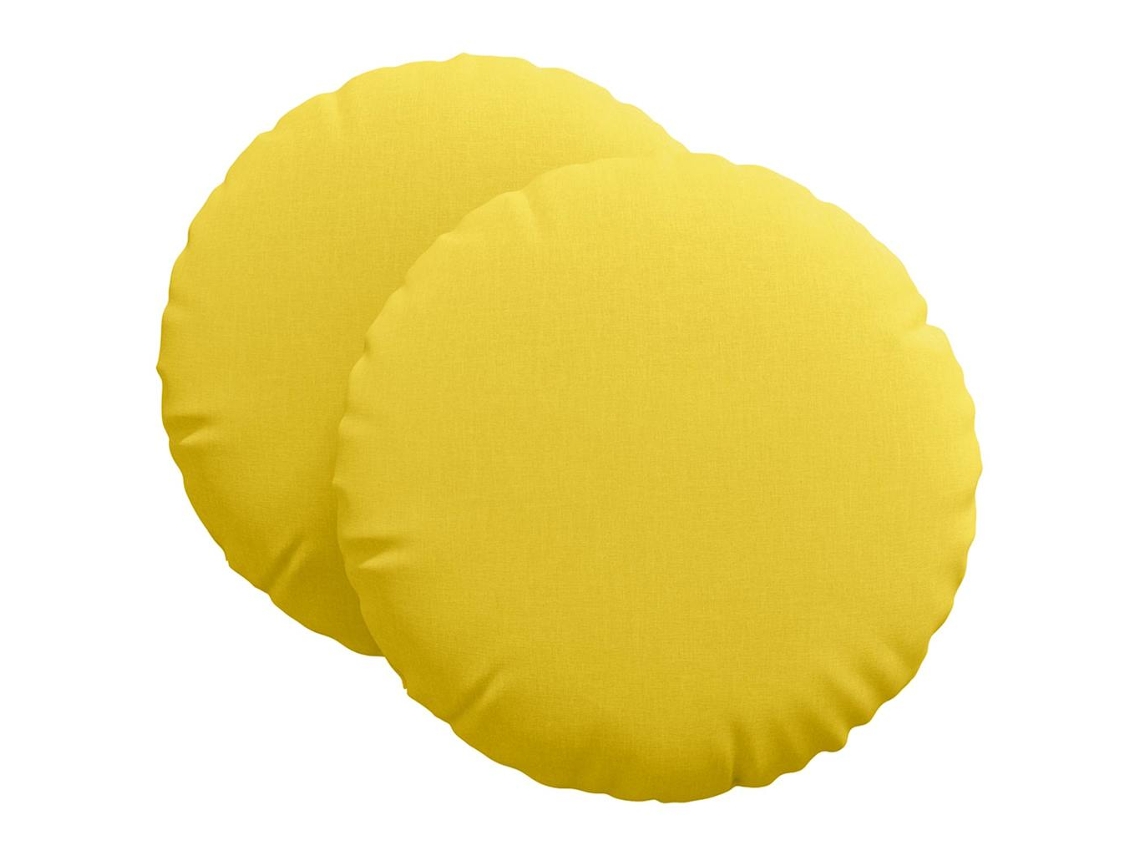 Cojines Para Asiento 2 Uds Amarillo Claro Ø60 X 21 Cm Tela