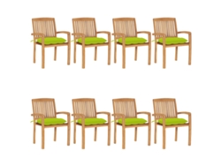 Sillas de jardín apilables DKD Home Decor de 8 piezas con cojines de teca maciza