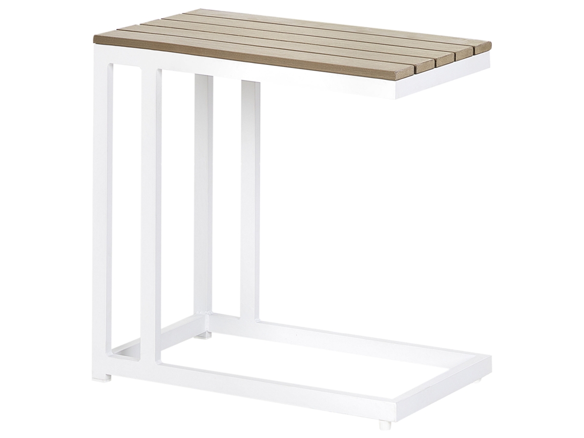 BELIANI Mesa de Jardín Messina Plástico Madera Marrón Claro 35X60X59