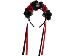Tiara Caveira para festa de Halloween, acessório de cosplay com flores rosa, decoração para ocasiões especiais.