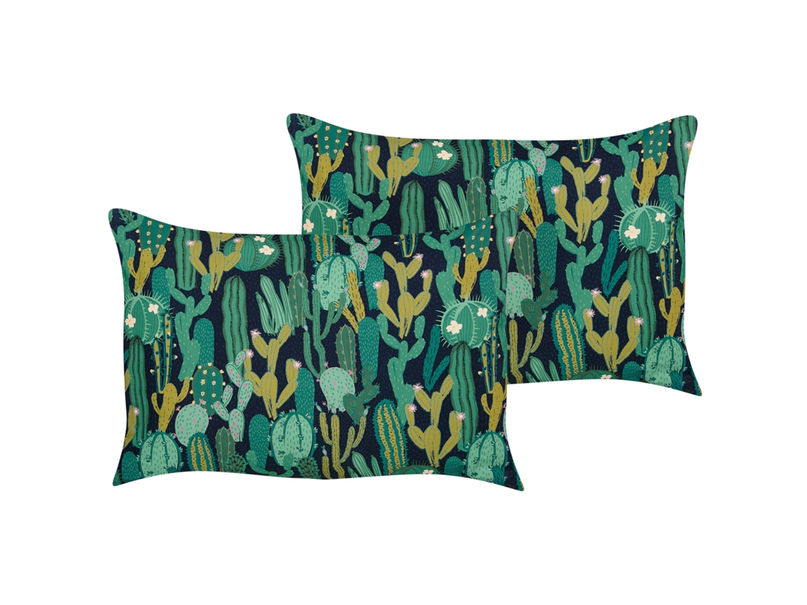 Conjunto de 2 cojines BELIANI Bussana de Poliéster Verde 40x60x10