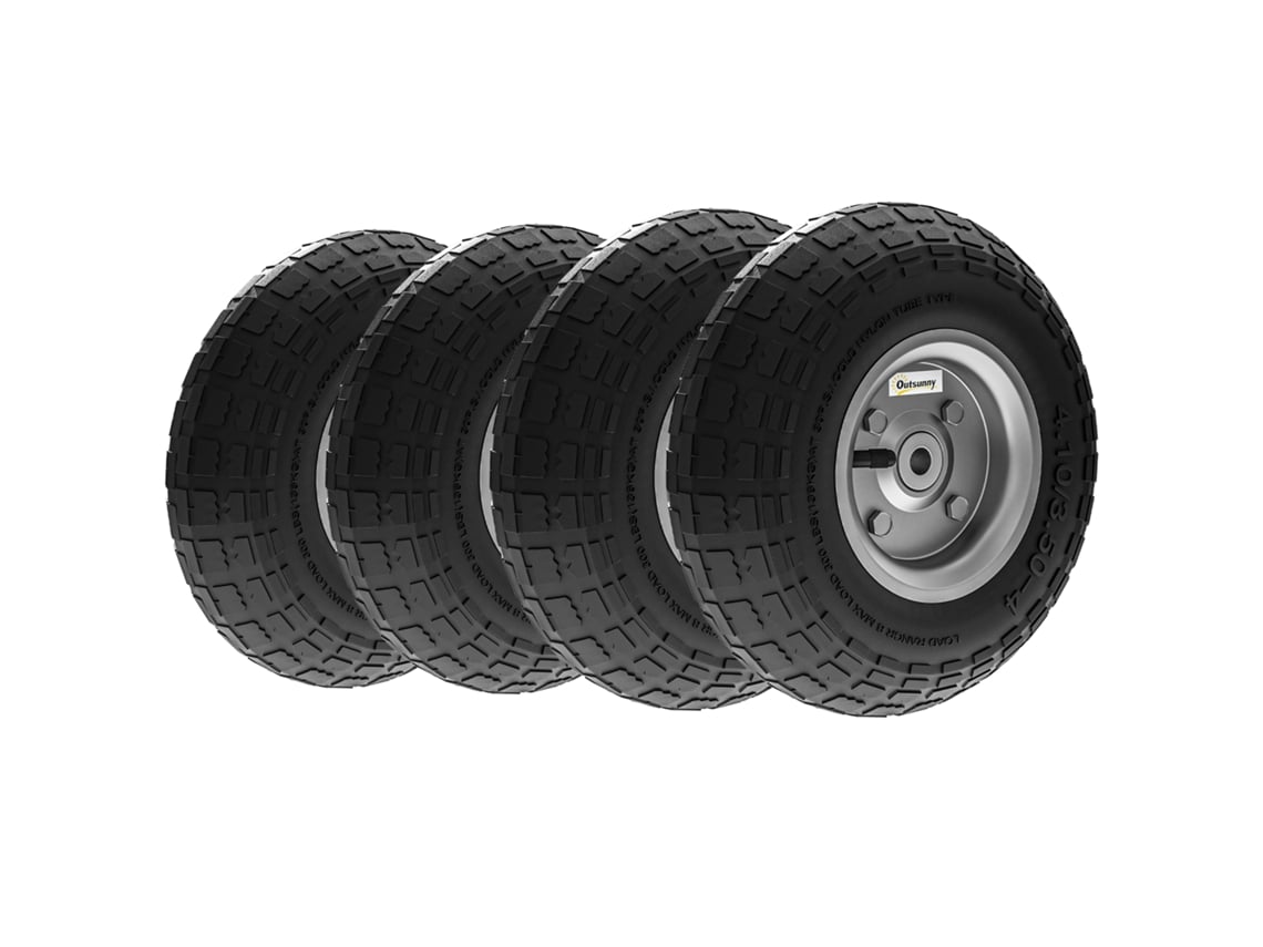 Ruedas De Carretilla De Goma Negra, Ø255x75 Mm, Eje De 16 Mm, Capacidad De 80 Kg.