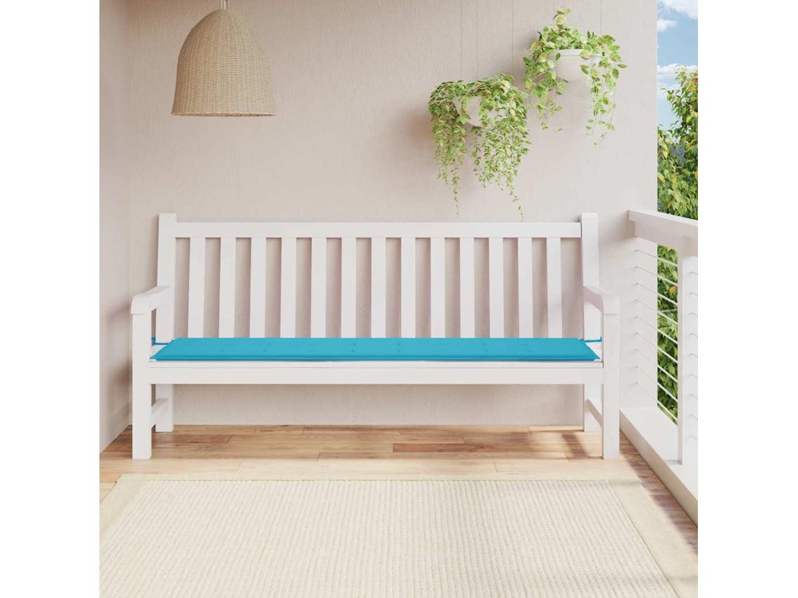Cojín grande para banco de jardín, 200x50x4 cm, tela turquesa HARLANV1