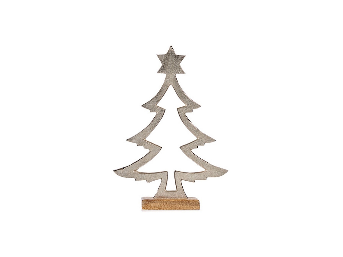 Árbol de Navidad Silhueta Prateado Metal Madeira 4,6 X 39 X 27 cm