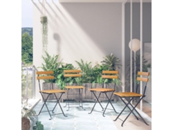 Silla de bistró plegable de 4 piezas de madera maciza de acacia de DKD Home Decor
