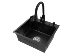 Fregadero de cocina, grifo retráctil, lavavasos, OEM negro