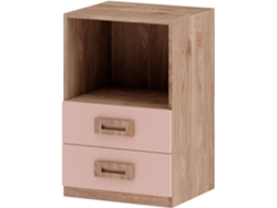 Mesita de Noche MUEBLAM Roble Rosa Nube Melamina (48x73x42 cm)