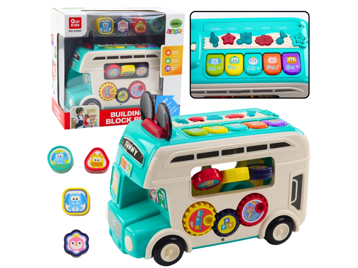 Clasificador de autobuses interactivo educativo con luces y sonidos turquesa B.active