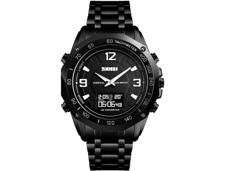 VEANXIN Reloj de pulsera impermeable LED Multitime Cronógrafo Relojes de acero inoxidable-Plata