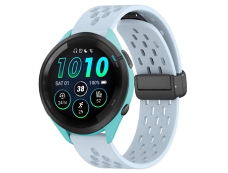 Correa de reloj inteligente para Garmin Forerunner 265, correa de silicona de 22 mm con cierre magnético plegable (azul claro)
