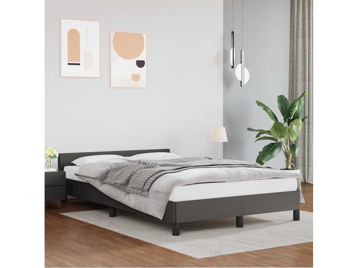 Estructura De Cama Con Cabecero Sin Colchón Gris 120x200 Cm