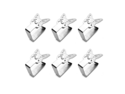 6 pinzas para mantel reforzadas de acero inoxidable, antideslizantes con diseño de mariposa, ideales para picnics y reuniones familiares.