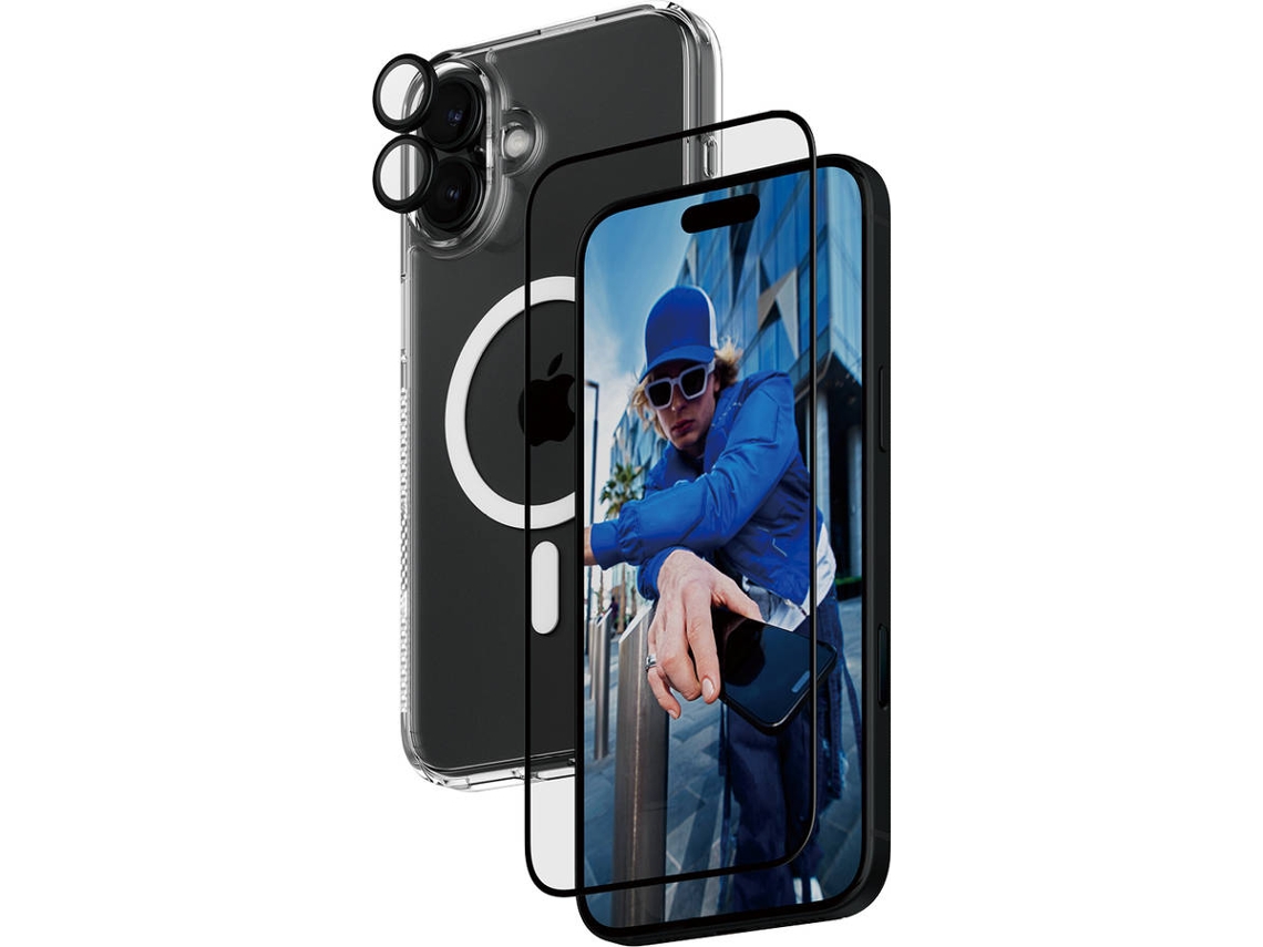 Paquete de protección 3 en 1 PANZERGLASS para iPhone 16 Plus (Funda + Protector de pantalla + Protector de cámara)