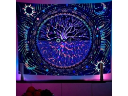 Tapiz Árbol De La Vida Con Luz Negra, 150x130 Cm, Reactivo A Los Rayos Uv, Decoración Cósmica Para Pared.
