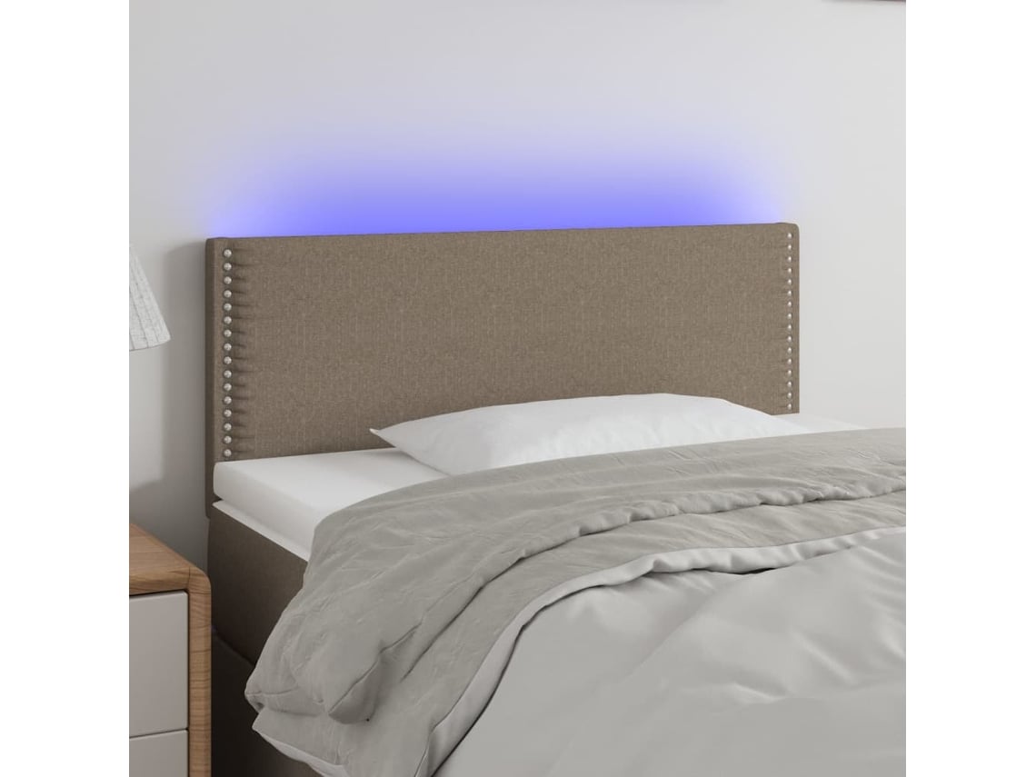 Cabecero Con Led De Tela Gris Taupe 90x5x78/88 Cm