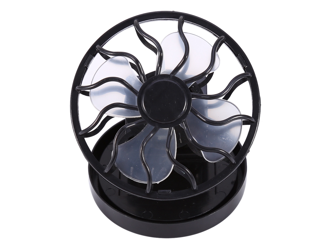 Ventilador solar portátil con clip para viajes y acampada.