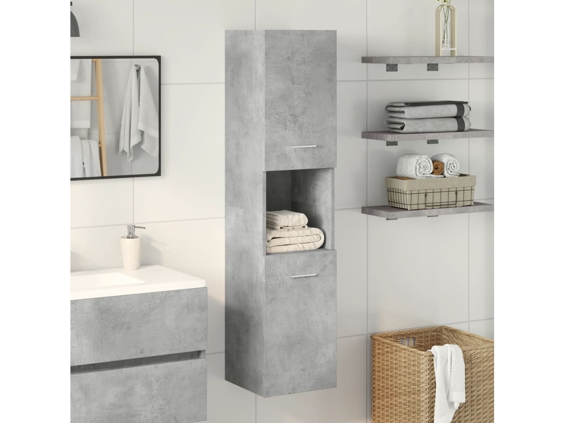 Mueble de Baño de Pared 30x30x130cm Deriv. Madera gris cemento Wsd64104 Casa encantadora