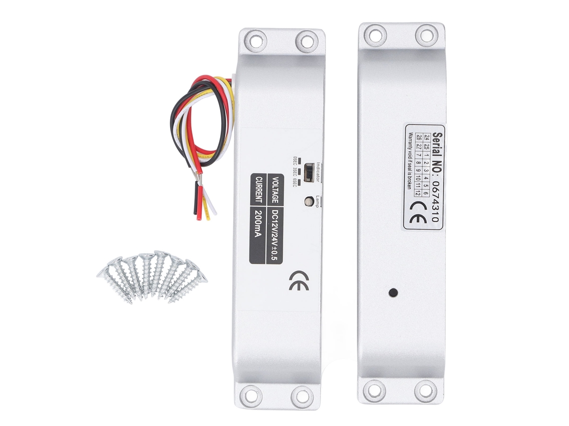 Fechador eléctrico Firstx con sistema de seguridad NC y retardo de tiempo, 12 V CC/24 V, para puertas de madera y vidrio.