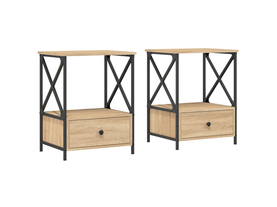 Mesitas de Noche 2Pzs Derivados de Madera Roble Sonoma