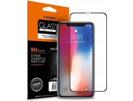 Película Cristal Templado iPhone XR SPIGEN Full Negro