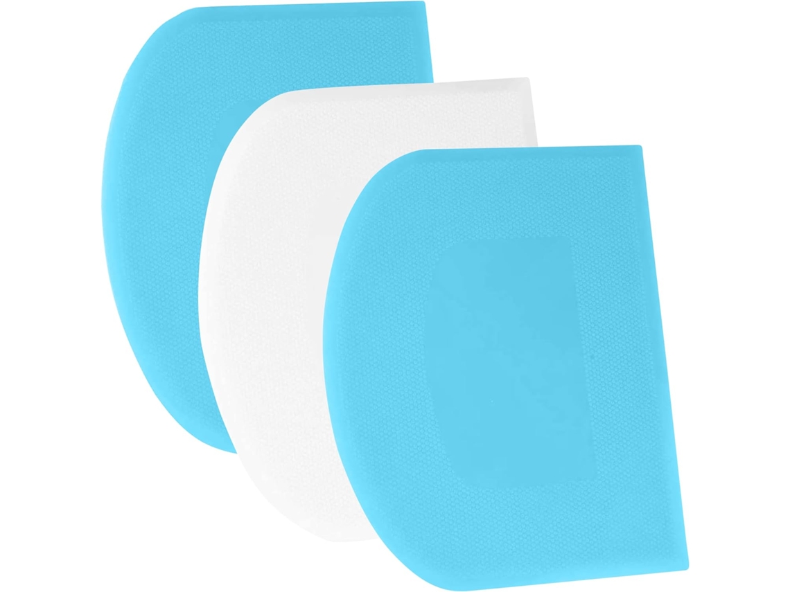 Raspador De Masa, Tarjeta Para Masa, 3 Piezas, Azul + Blanco