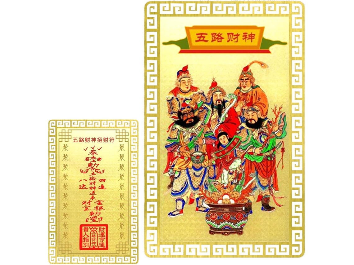 Talismán del Dios de la Fortuna 2025 que trae suerte y tesoros, carta Feng Shui, amuleto de la riqueza.