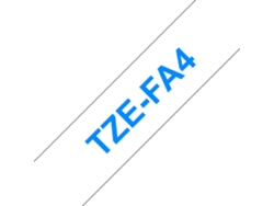 Cinta laminada Textil Compatible Brother Tzefa4 Texto Azul / Fondo Blanco 18Mm X 3M