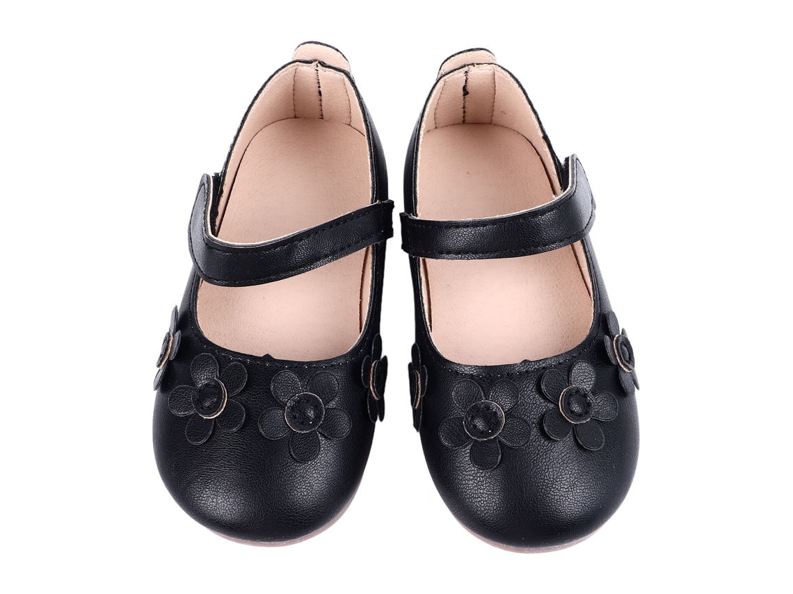 Zapatos De Piel Sintética Para Niñas Con Estampado Floral, Suela Plana Y Suave, Ideales Para Fiestas Y Bailes, Talla 22.