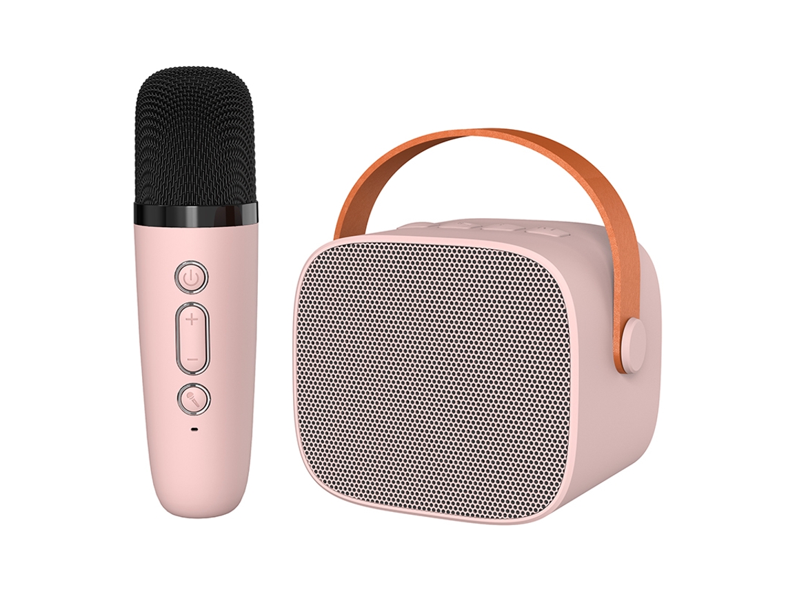 Mini máquina de karaoke para niños con altavoz portátil y micrófono inalámbrico Mdug (micrófono rosa individual)