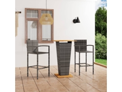 Conjunto Bar 3 Peças Para Jardim Cinzento Dkd Home Decor
