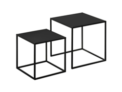 VPMKP - Conjunto de 2 mesas auxiliares Homcom estructura acero negras 40x40x40